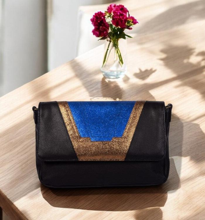 Antoinette Ameska Petit Sac TOKYO Noir / Bleu Indigo