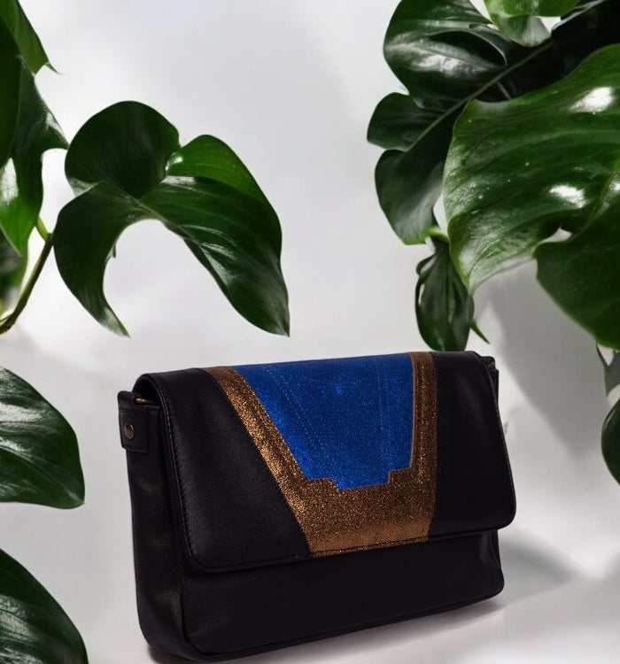 Antoinette Ameska Petit Sac TOKYO Noir / Bleu Indigo