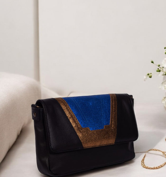 Antoinette Ameska Petit Sac TOKYO Noir / Bleu Indigo