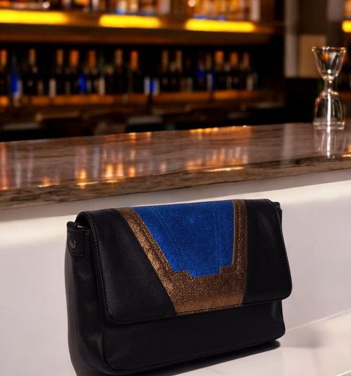 antoinette ameska Petit Sac TOKYO Noir / Bleu Indigo