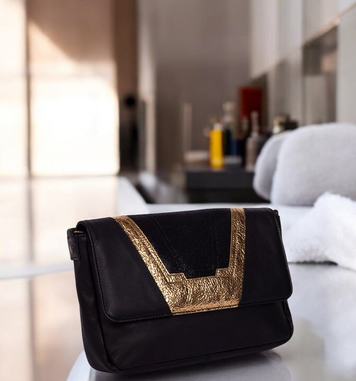 Antoinette Ameska Petit Sac TOKYO Noir/Irisé Or