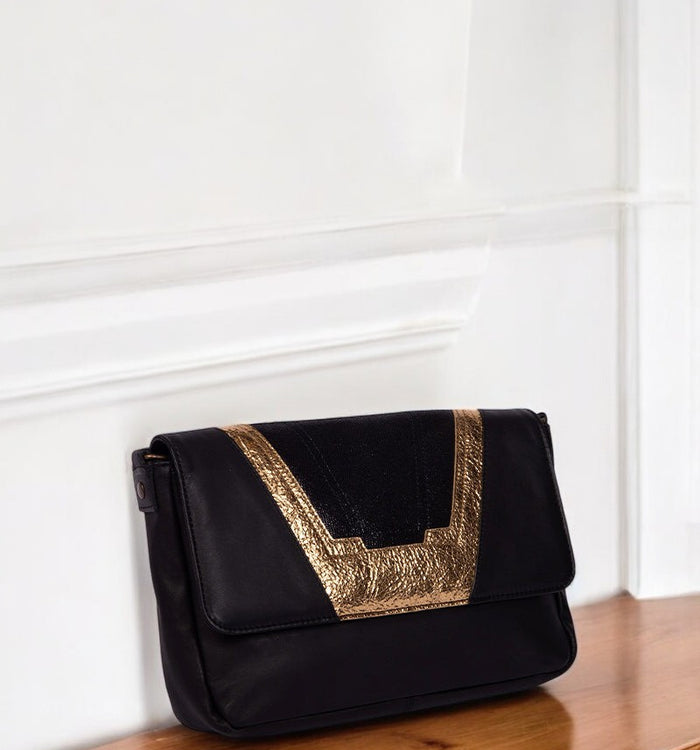 Antoinette Ameska Petit Sac TOKYO Noir/Irisé Or