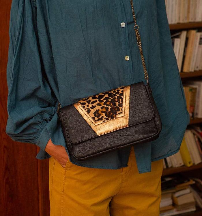 Antoinette Ameska Petit Sac TOKYO Noir/Léopard