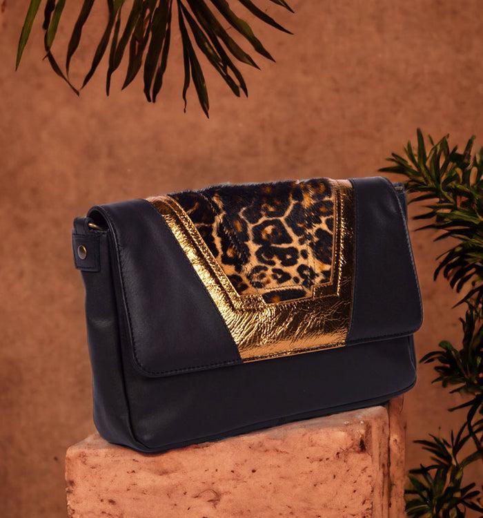 antoinette ameska Petit Sac TOKYO Noir/Léopard