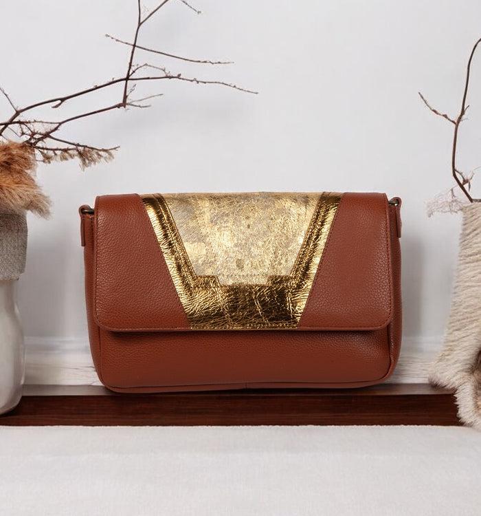 Antoinette Ameska Petit Sac TOKYO Tabac/Poil Doré