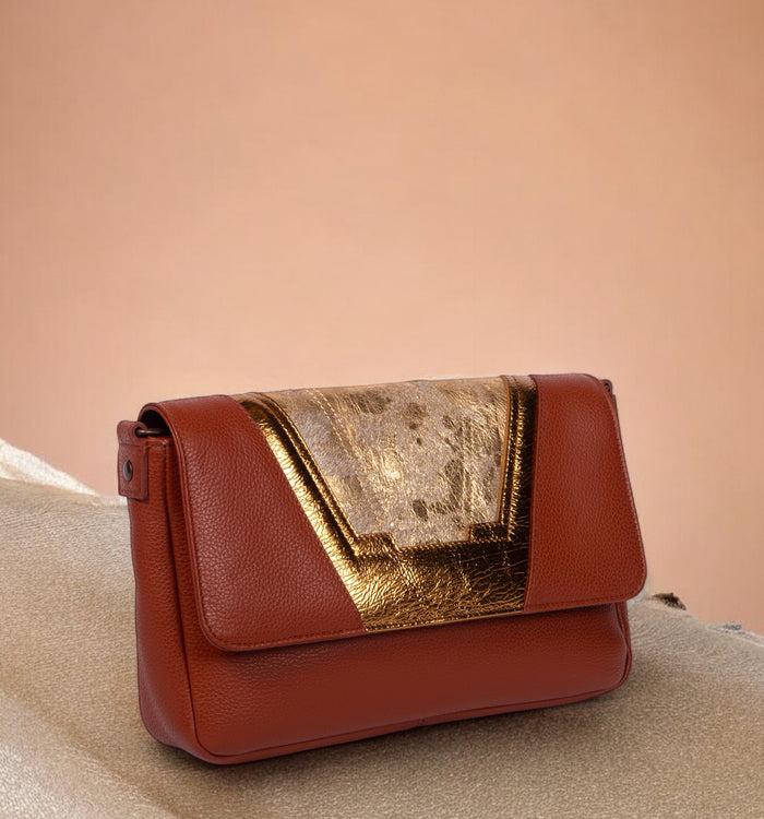 Antoinette Ameska Petit Sac TOKYO Tabac/Poil Doré