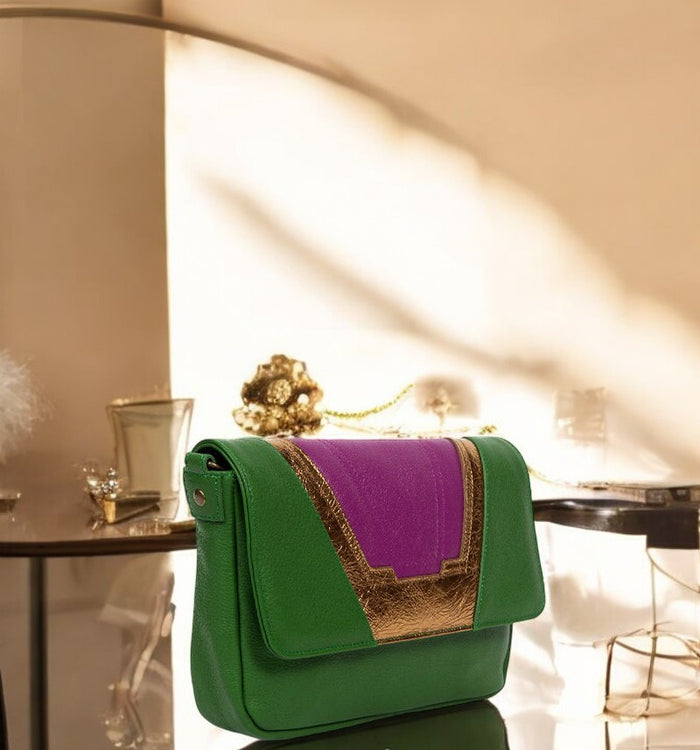 Antoinette Ameska Petit Sac TOKYO Vert/Fuchsia