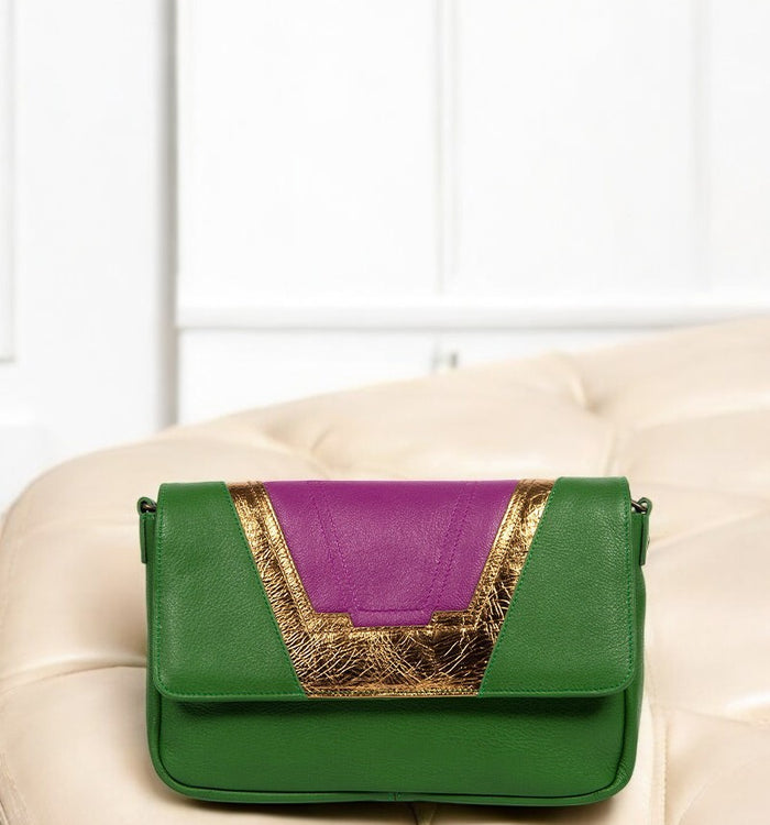 Antoinette Ameska Petit Sac TOKYO Vert/Fuchsia
