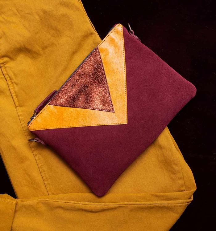 Antoinette Ameska Pochette GIZEH Bordeaux/Moutarde
