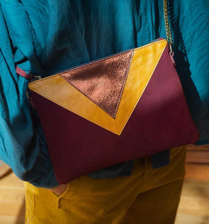 Antoinette Ameska Pochette GIZEH Bordeaux/Moutarde