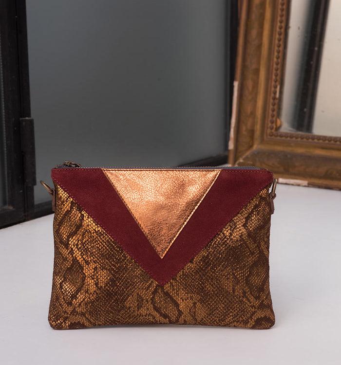 Antoinette Ameska Pochette GIZEH Bordeaux/Python
