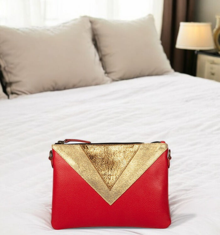 Antoinette Ameska Pochette GIZEH Corail Lézard/Or