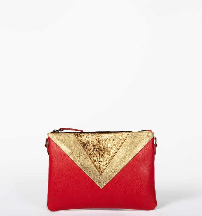 Antoinette Ameska Pochette GIZEH Corail Lézard/Or