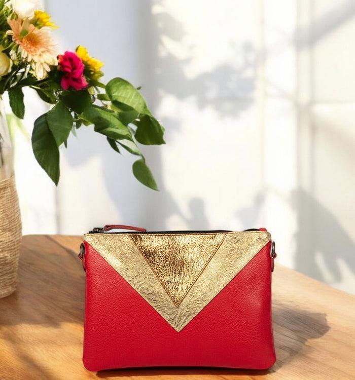 antoinette ameska Pochette GIZEH Corail Lézard/Or