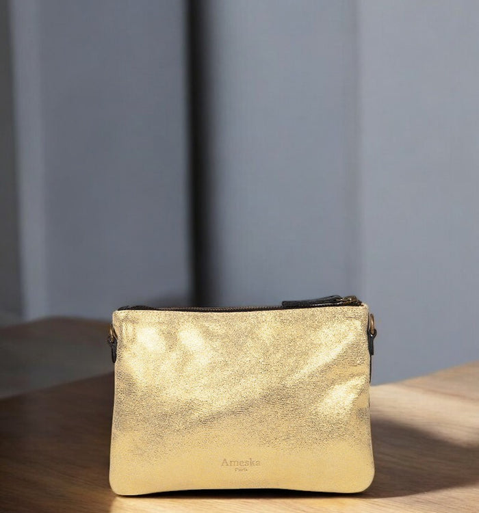 Antoinette Ameska Pochette GIZEH Noir/Lézard Or