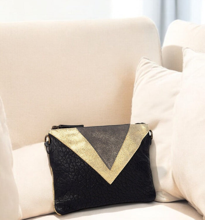 Antoinette Ameska Pochette GIZEH Noir/Lézard Or