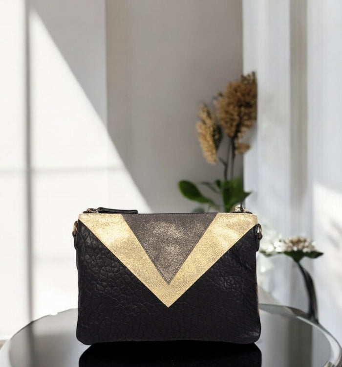 Antoinette Ameska Pochette GIZEH Noir/Lézard Or