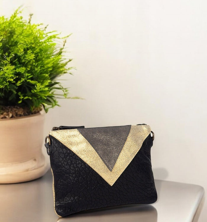 antoinette ameska Pochette GIZEH Noir/Lézard Or