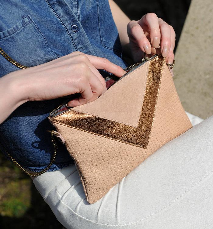 Antoinette Ameska Pochette GIZEH Rose Tressé