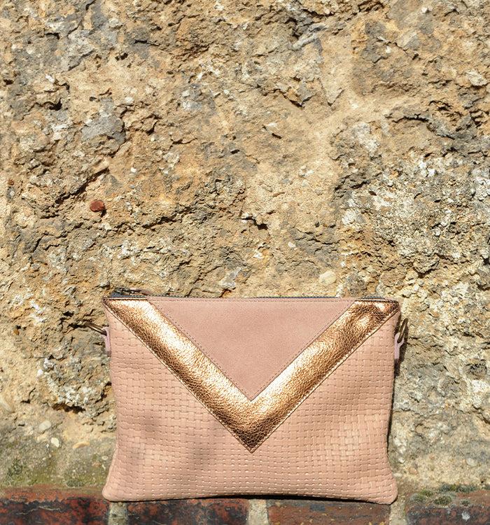 Antoinette Ameska Pochette GIZEH Rose Tressé