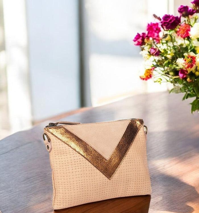 antoinette ameska Pochette GIZEH Rose Tressé