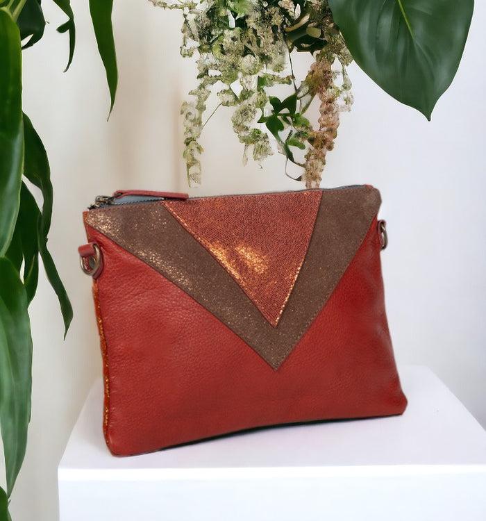 antoinette ameska Pochette GIZEH Tabac/Bronze
