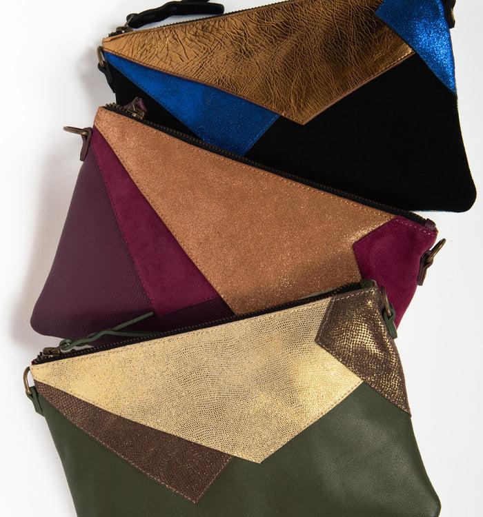 Antoinette Ameska Pochette LOUXOR Kaki/Lézard Or