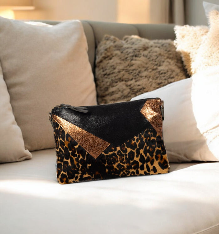 antoinette ameska Pochette LOUXOR Léopard Noir