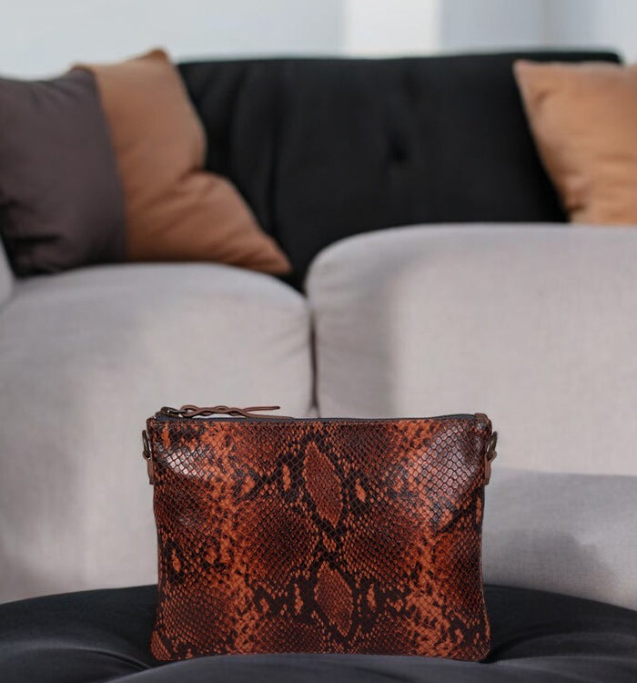 Antoinette Ameska Pochette ZANZIBAR Python/Caramel