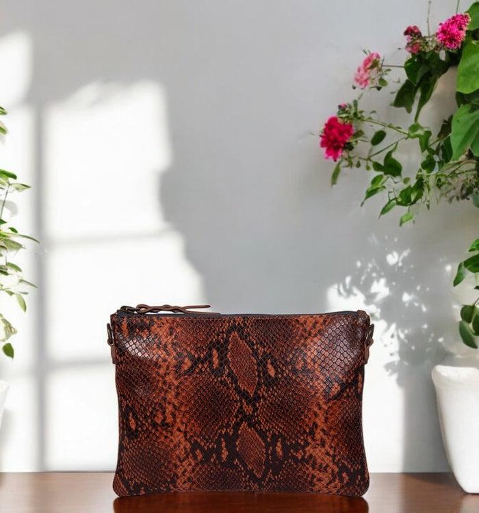 antoinette ameska Pochette ZANZIBAR Python/Caramel