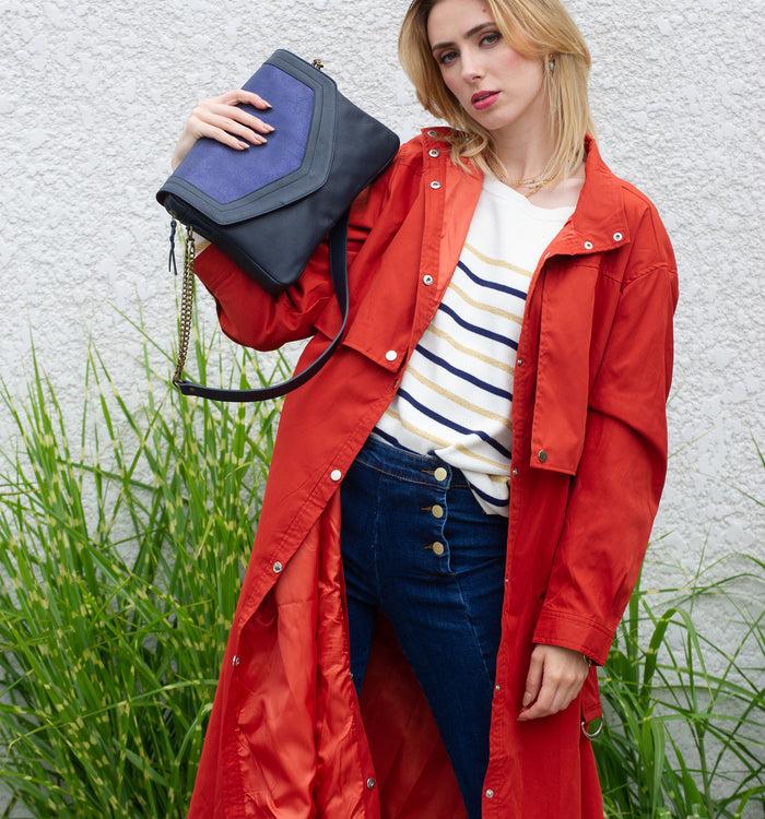 Antoinette Ameska Sac CAIRE Bleu Foncé/Lézard Bleu