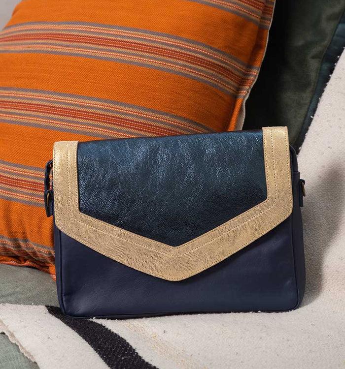 antoinette ameska Sac CAIRE Bleu Marine/Lézard Or