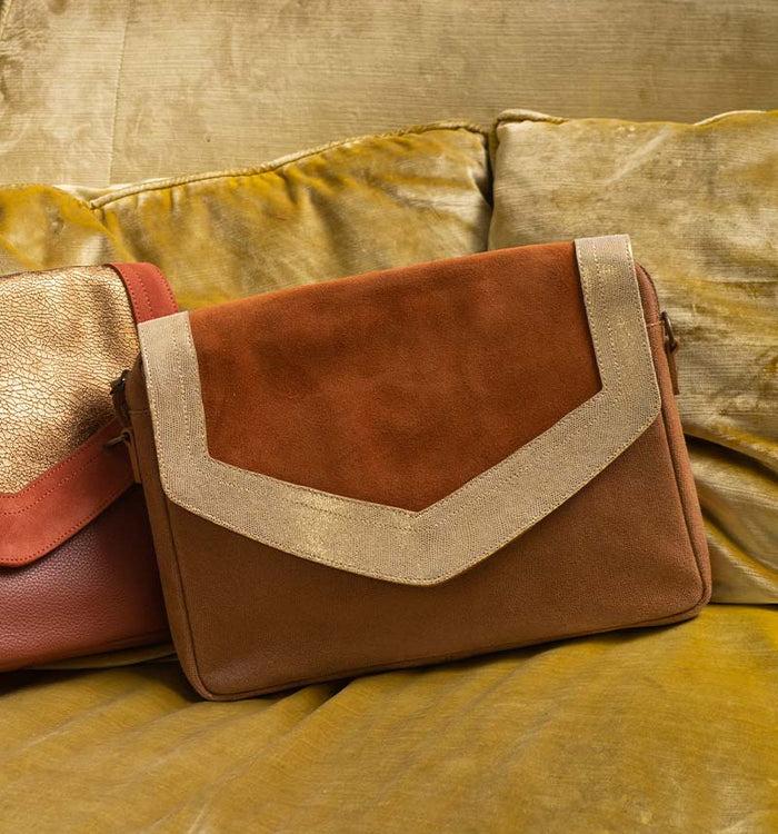 Antoinette Ameska Sac CAIRE Camel/Paillette Or