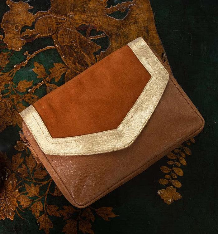 Antoinette Ameska Sac CAIRE Camel/Paillette Or