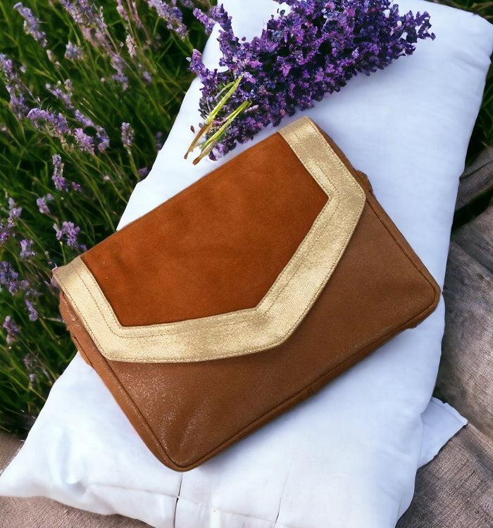 antoinette ameska Sac CAIRE Camel/Paillette Or