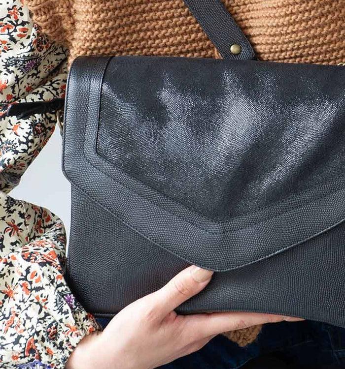 Antoinette Ameska Sac CAIRE Noir/Lézard Noir