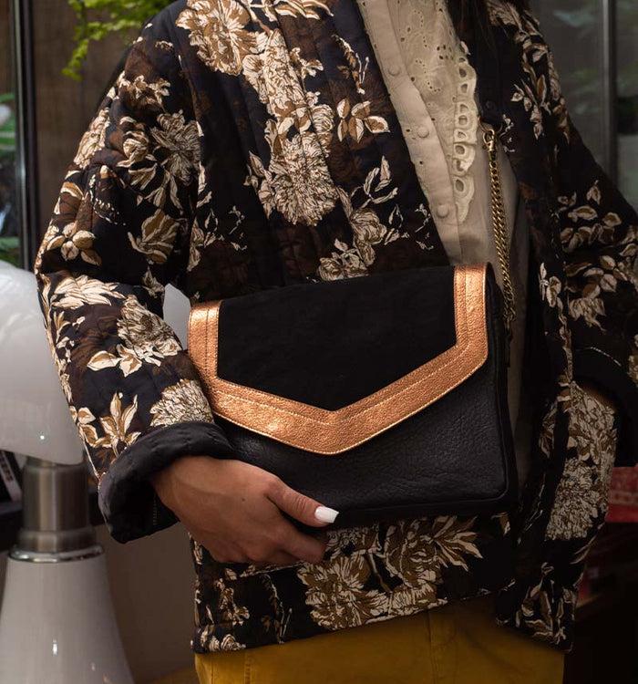 Antoinette Ameska Sac CAIRE Noir/Métal Cuivre