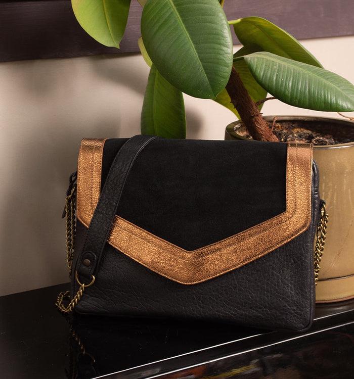 Antoinette Ameska Sac CAIRE Noir/Métal Cuivre