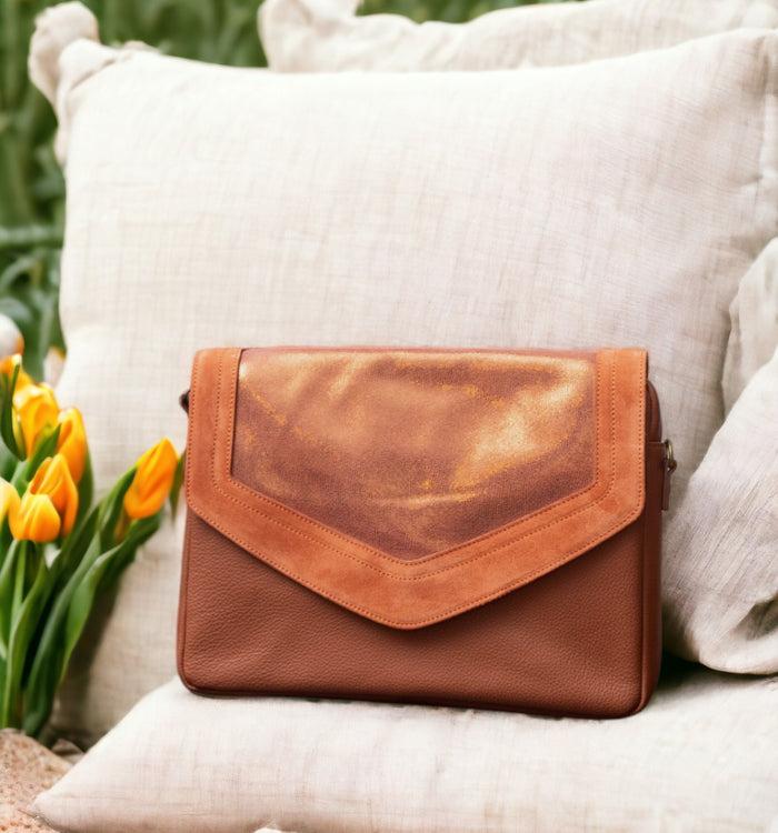 antoinette ameska Sac CAIRE Tabac/Lézard Camel