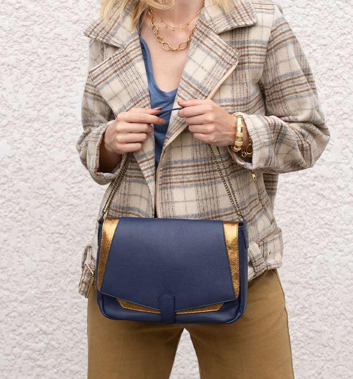Antoinette Ameska Sac CUZCO Bleu/Bronze
