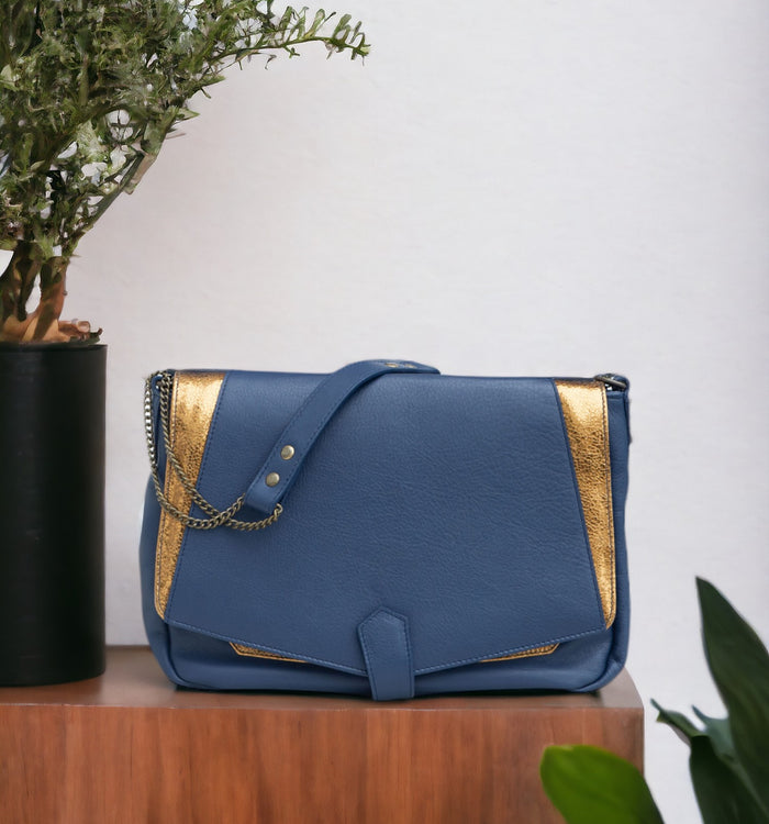 antoinette ameska Sac CUZCO Bleu/Bronze