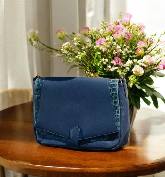 antoinette ameska Sac CUZCO Bleu/Croco bleu