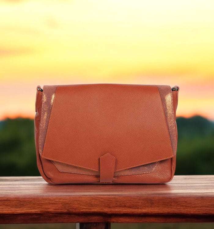 antoinette ameska Sac CUZCO Tabac/Lézard Bronze