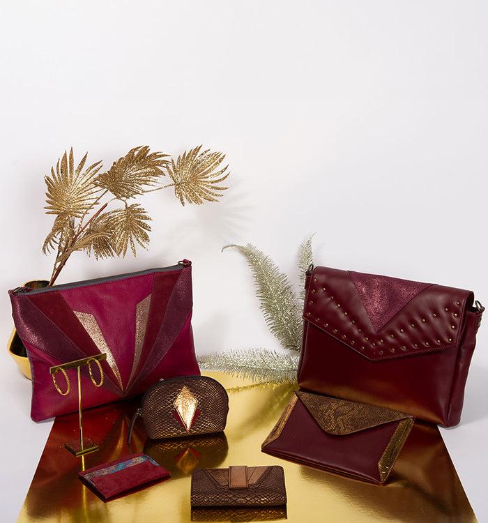 Antoinette Ameska Sac NORA Bordeaux/Paillette