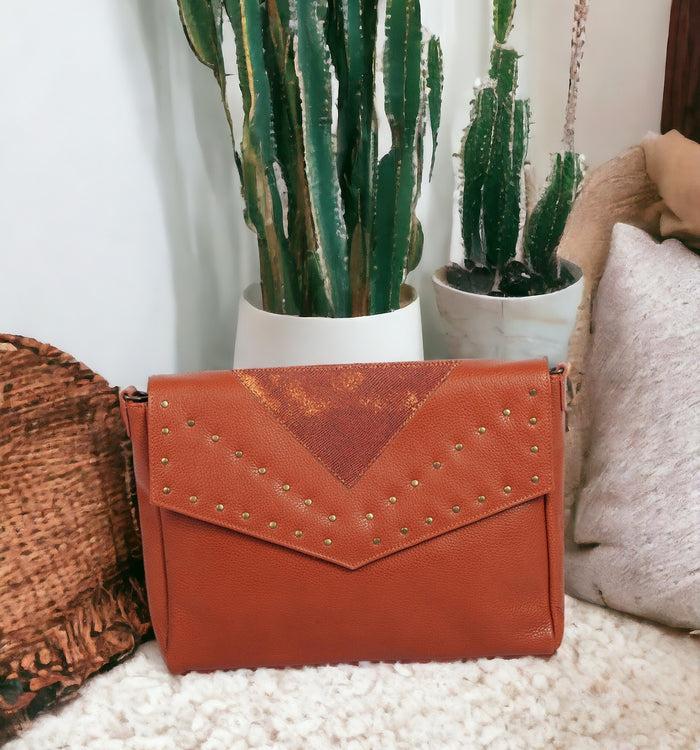 antoinette ameska Sac NORA Tabac/Lézard Camel