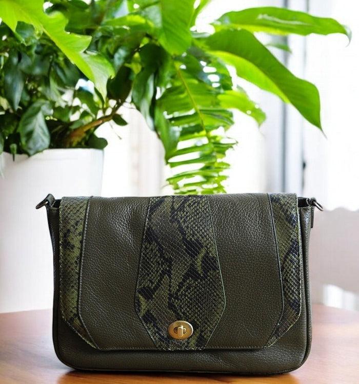 Antoinette Ameska Sac RIMINI Kaki Graine/Python