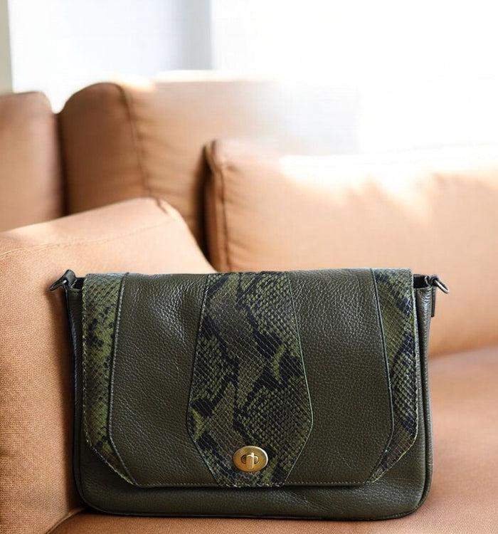 Antoinette Ameska Sac RIMINI Kaki Graine/Python