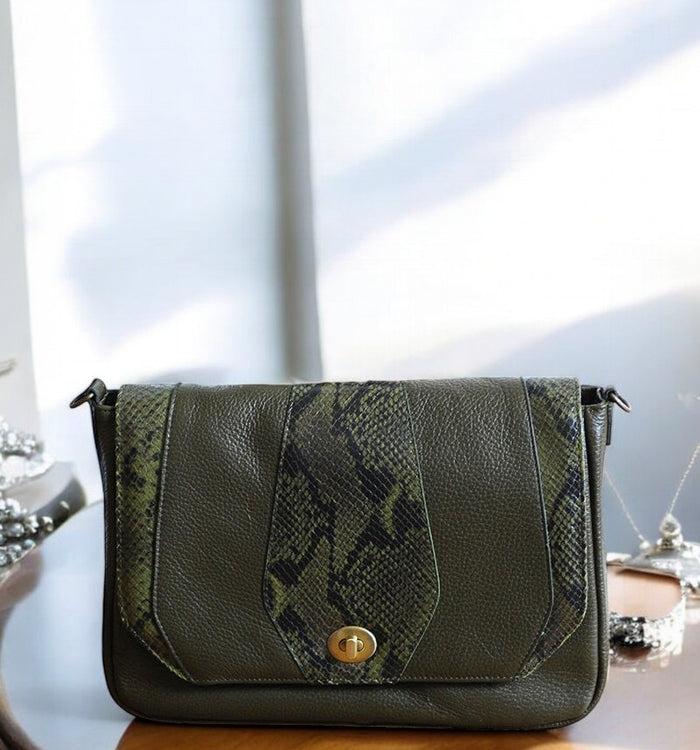 Antoinette Ameska Sac RIMINI Kaki Graine/Python