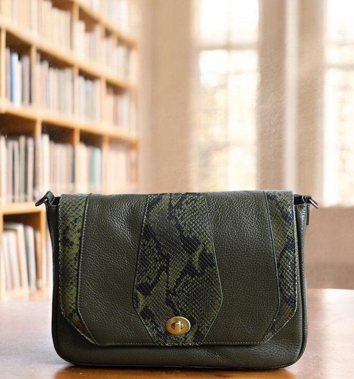 antoinette ameska Sac RIMINI Kaki Graine/Python