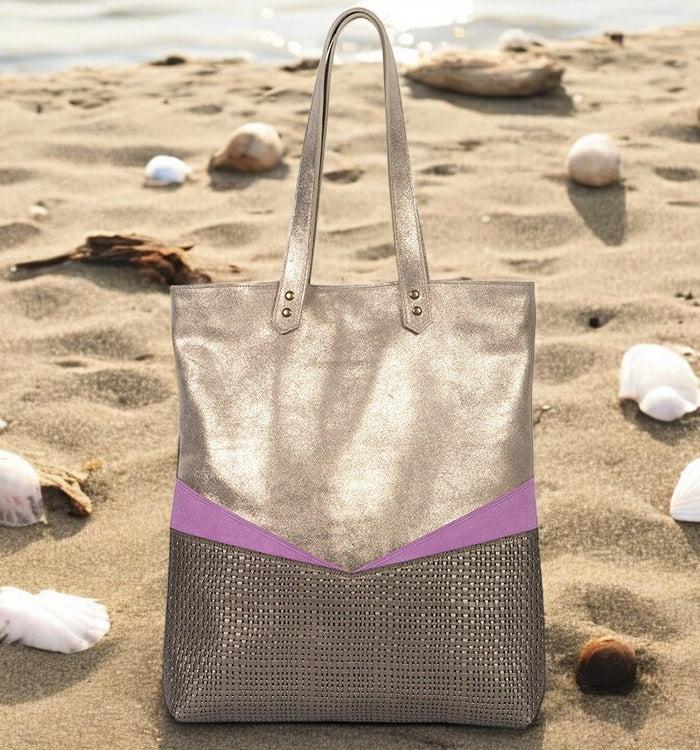 Antoinette Ameska Sac TIVOLI Gris Tresse Parme